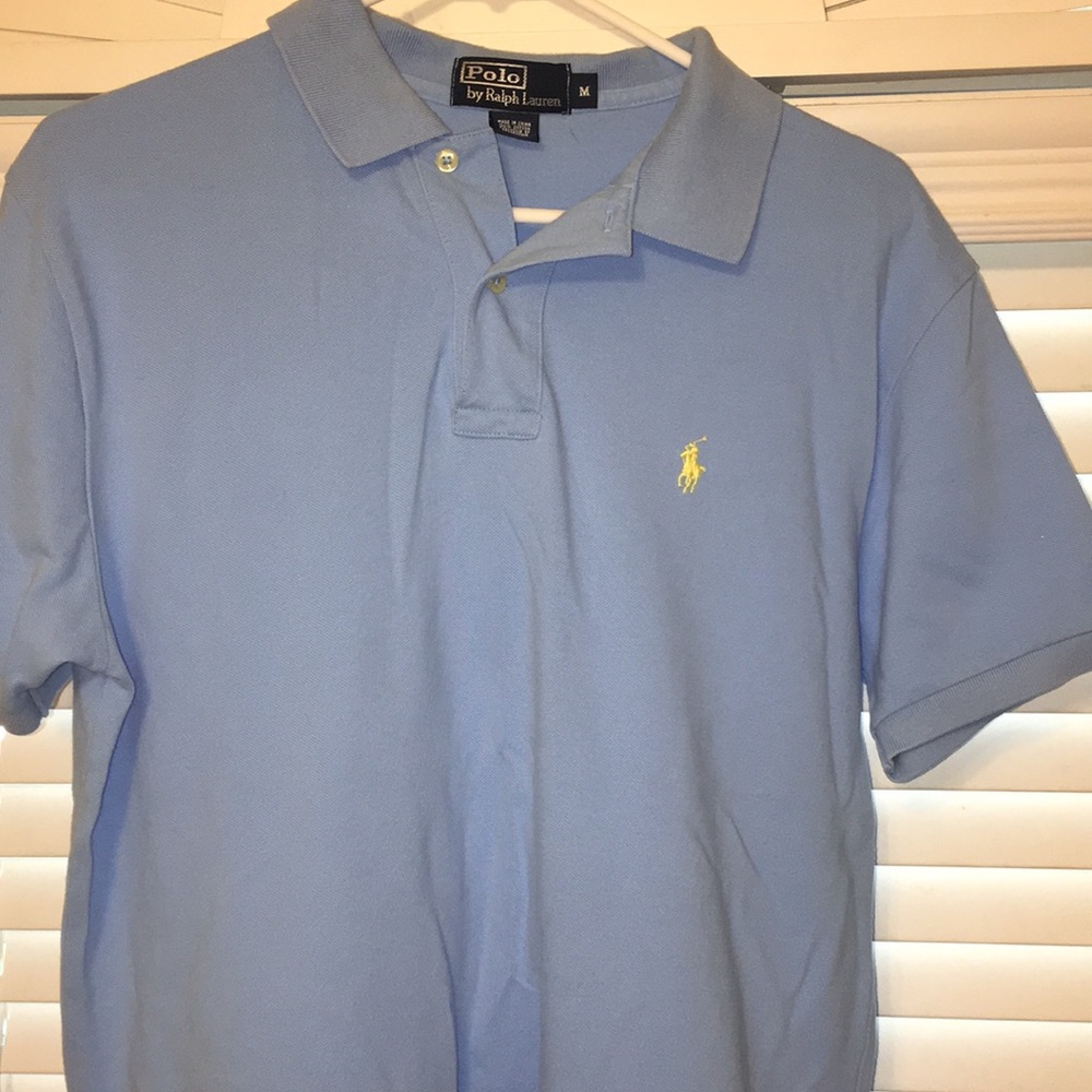 Light blue men’s Ralph Lauren polo shirt
